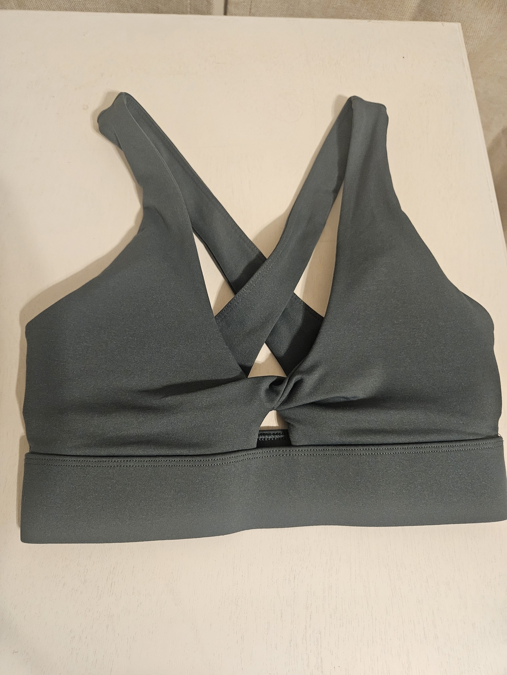 Fabletics Cross-Back Sports Bra in Slate